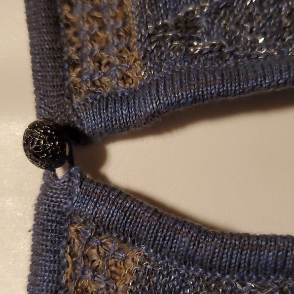 Free People Knitted Women's Linen Blue/Gray Long Sleeve Top - Size Medium - Picture 6 of 9